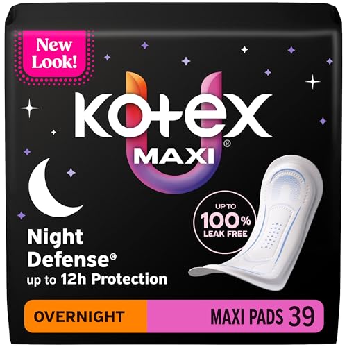 Kotex Overnight Maxi Pads 39 Count (Packaging May Vary)