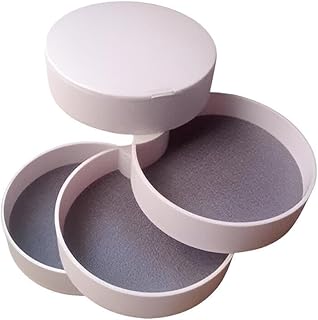 منظم اكسسوارات أنيق - قم بتنظيم إكسسواراتك الثمينة وخواتمك وتذكاراتك الشخصية بأناقة مع منظم المرآة الدوار 360 درجة مقاس 12 × 12 سم متوفر بألوان مختلفة