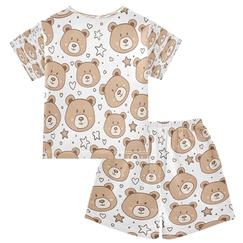 Cute Bear Kids Pjs Set Boys Girls Summer Short-Sleeve Sleepwear Pajamas 2PCS2
