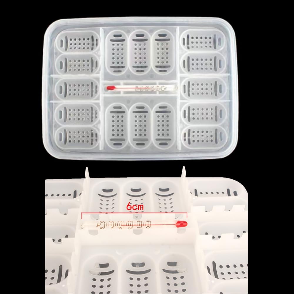 Incubateur et Boîte d'Élevage pour Reptiles - Boîte à Couver Transparente Portable avec 16 Grilles - Pour Œufs de Serpents, Lézards et Amphibiens - Accessoire de Reproduction et Terrarium de Transport