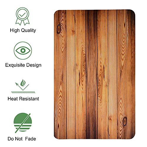 Image of Yellow Weaves 6 Piece Wooden Style PVC Dining Table Placemats, (Color - Wood)