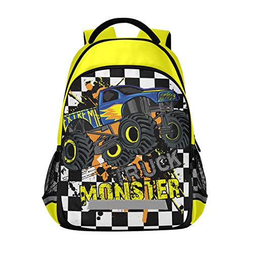 beeplus Monster Truck Backpack for Boys, Custom Kids School Bag with Reflective Strips, Large Preschool Backpack for Ages 6–12