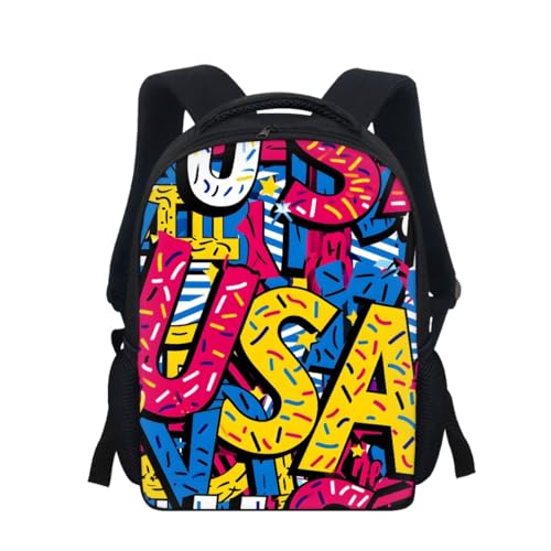 THKVSV Mochila con gráficos divertidos para niño y niña, mochila para libros, bolsa de hombro ajustable, nube de peces, Usa Candy, Talla única, Mochilas daypack
