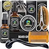 Beard Growth Kit,w/Beard Roller,Beard Growth Oil,Beard Balm,Beard Growth Serum,Comb,Brush,Scissor,Bag,E-Book,Beard Care Grooming Kit for Beard Growth,Stocking Stuffers Gifts for Men Him Husband Dad