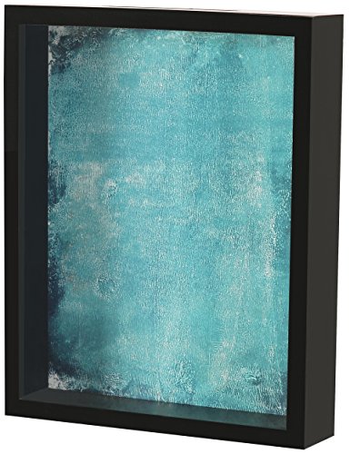 Shadow Box Display Case â€“ Top Loading Black Wood Frame - Showcase Bottle Caps, Shells, Ticket Stubs, Airline Tickets, and More (Turquoise)