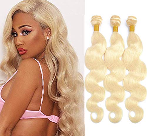KAFEIER Body Wave Bundles 613 Color For Women 613 Body Wave 3 Bundles 8a Grade Double Weft Peruvian Remy Hair Weave No Smell Soft and Neat Hair 12 14 16 Inch