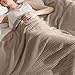 Bedsure Gentlesoft 100% Cotton Blanket Twin XL Size for College Dorm - Breathable and Soft for Spring Summer, Waffle Weave Twin Blanket for Bed, Dorm Room Essentials, Light Brown, 66x90 inches