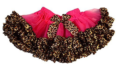 Max Daniel Designs Maxine Girls' Fluffy Tulle Tutu Skirt Tiered Animal Print Ballet Dance Pettiskirt Dress (Small, Hot Pink/Leopard) #TOP1