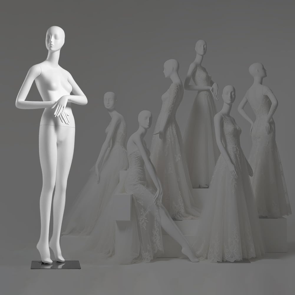 PA-DABAOO Female Mannequin Full Body for Wedding Dress Showcase,Full Body Retail Display Form with Base,Manikin Torso Stand for Clothing Retail Shop & Photography,A