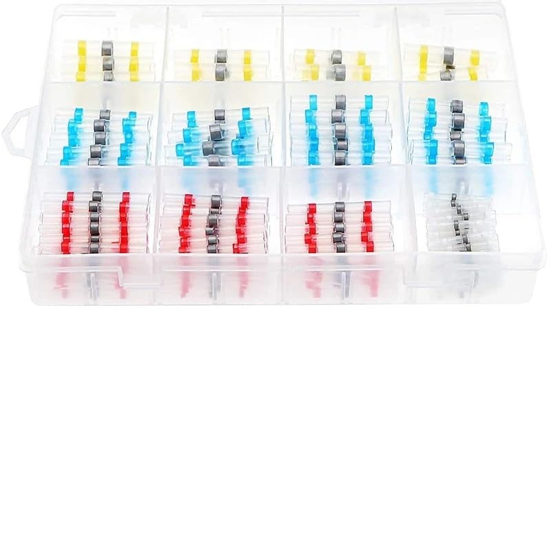 270pcs Waterproof Heat Shrink Butt Crimp Terminals Solder Seal Electrical Wire Cable Splice Terminal Kit for Automotive Marine
