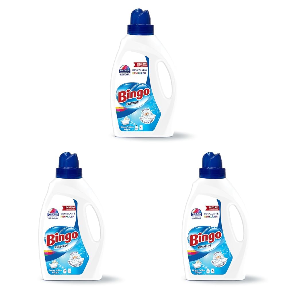 Bingo Sıvı Deterjan 1755 ml, Renkli & Beyaz, Beyaz Sabun 3lü paket