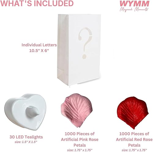 Miniatura 2 de WYMM Letras iluminadas "Just Married" con luces LED y pétalos de rosa incluidos. Bolsas de papel luminarias para ser utilizadas como regalo de