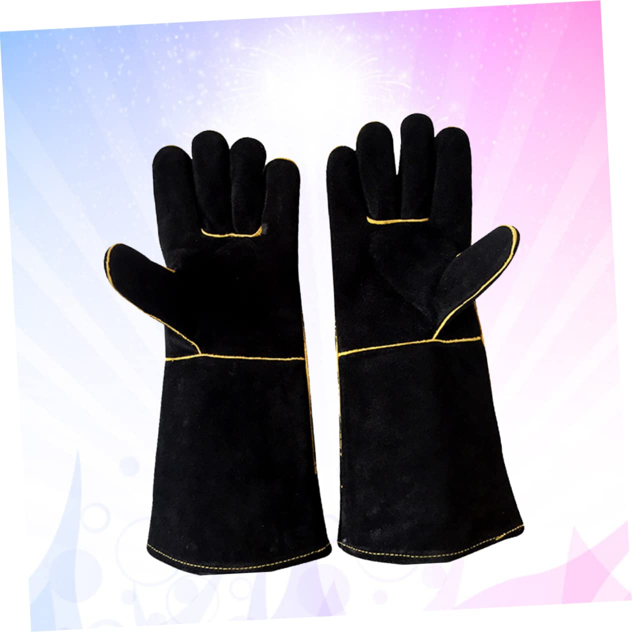 Mikinona Guantes aislantes Mitts para Hornear Guante de Cocina de puño Largo Guante de Parrilla Guante para el Horno Guante para Hornear Guante Aislante Black