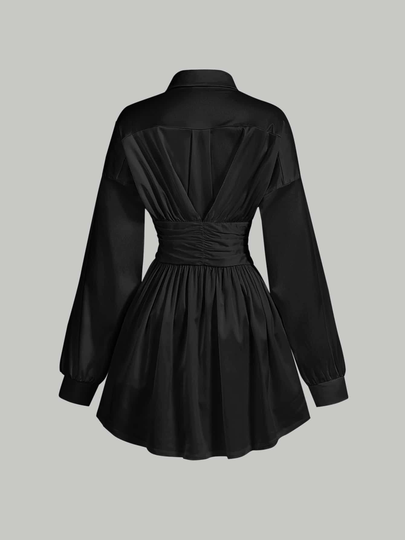 drop shoulder ruched shirt dress with necktie Amazon.com: Dresses for Women