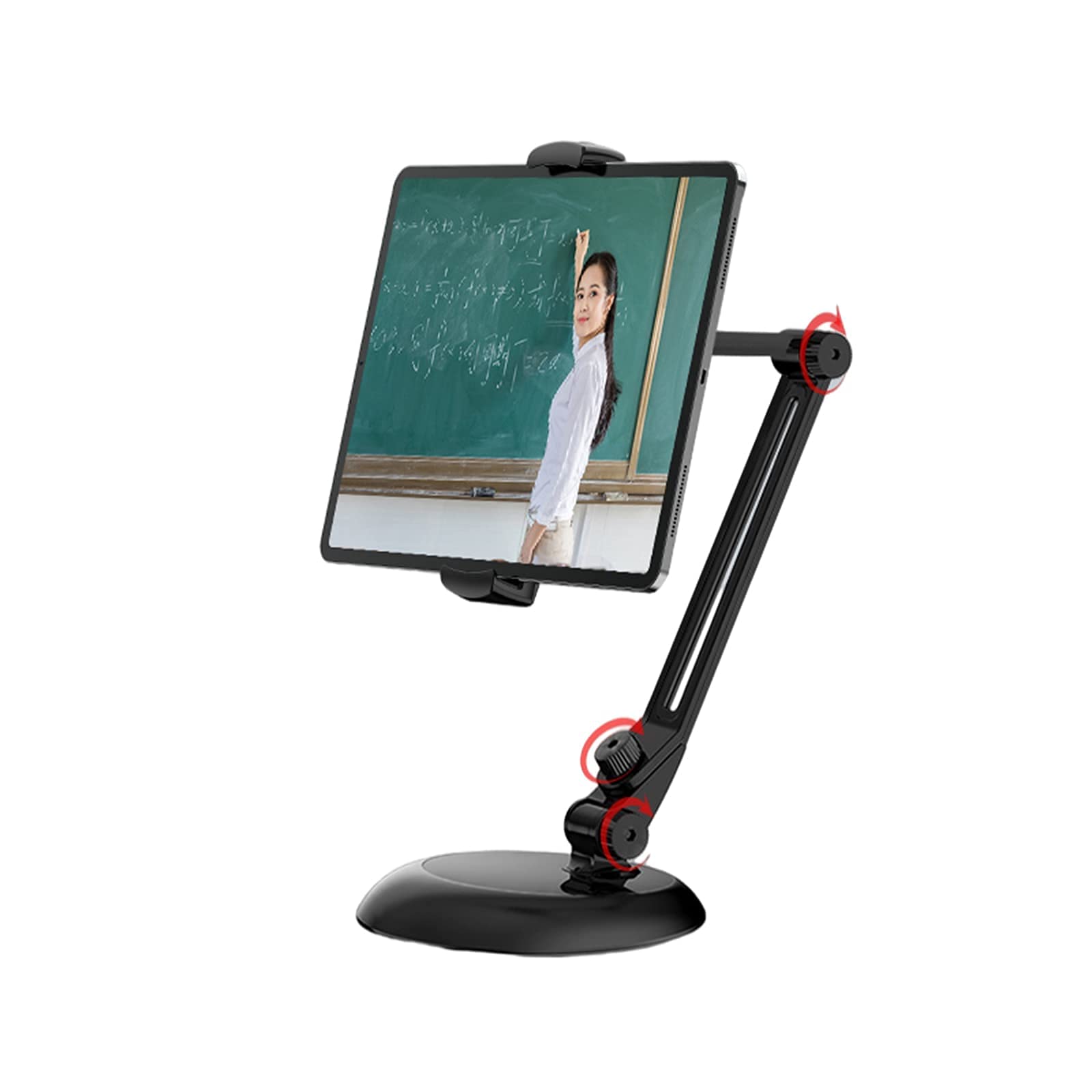5sssallefaa Stylish Aluminum Tablet Stand Cell Phone Stand with 2-Stage Arm 360 Swivel Desk Multi-Angle Mount Holder fits