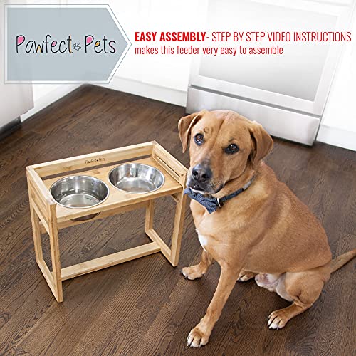 Adjustable Height Elevated Dog Bowls for Large Dogs by Pawfect Pets- 12”, 14”, or 16” Tall Raised Dog Bowl Stand with… - Image 4