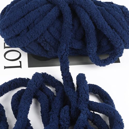 Image of 8 Packs Jumbo Chunky Chenille Yarn - 2040g(72oz) 245 Yards (224m) Bulky Yarn - Chunky Yarn for Hand Knitting Blanket,Cushions, Pet Bed - Soft and Durable(Navy Blue)