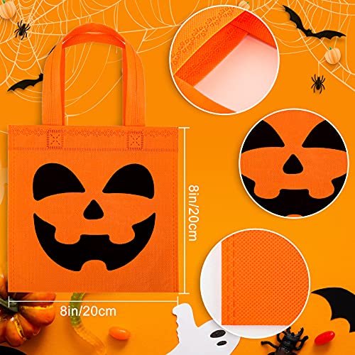 Waline 30 Pack Halloween Non-Woven Reusable Trick or Treat Tote Gift Bags - Pumpkin Ghost Bat Mummy Monster Cat Party Favor Candy Goodie Bags with Handle for Teens Birthday