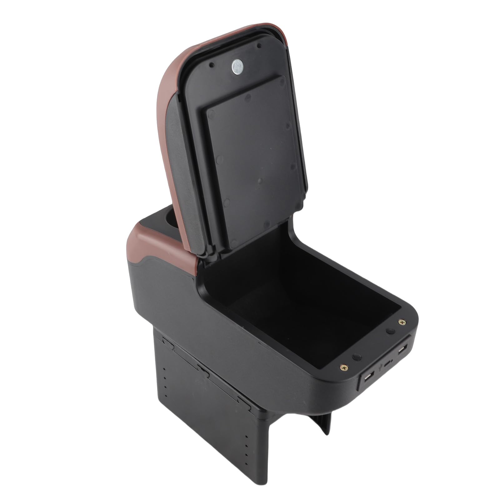 Universal CAR Akrest Pudełko z 6 Portów ładowania USB Podwójna Warstwa Regulowana Organizator Konsoli środkowej do SUV Truck CAR Soft PU Skórzany materiał ABS 320x142x145 Mm (Brązowy)