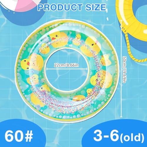 Image of Proberos Swimming Tube for Kids Age 3-6, PVC Inflatable Mermaid Swim Ring Pool Float with Duck Print Design, Lightweight Floating Tube for Kids, Summer Pool & Beach Water Toy, 22-50 CM, Green