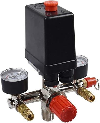 Pressure Control Switch Valve,air Compressor Parts Replacement With 2 Meters,100-240v Air Pressure Meters Controller For Industrial