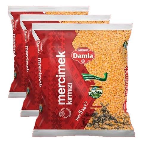 Damla Kırmızı Mercimek 5 kg (3 paketi)
