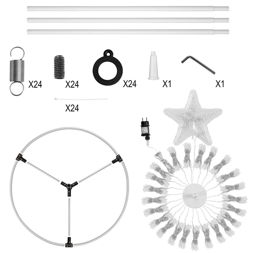 BAKAJI Albero di Natale Luminoso 280 CM Led Luci con Giochi di Luce Struttura in Metallo Decorazione Natalizia Design Minimal Artificiale Arredamento Natalizio Addobbo (Bianco Freddo 753 LED)