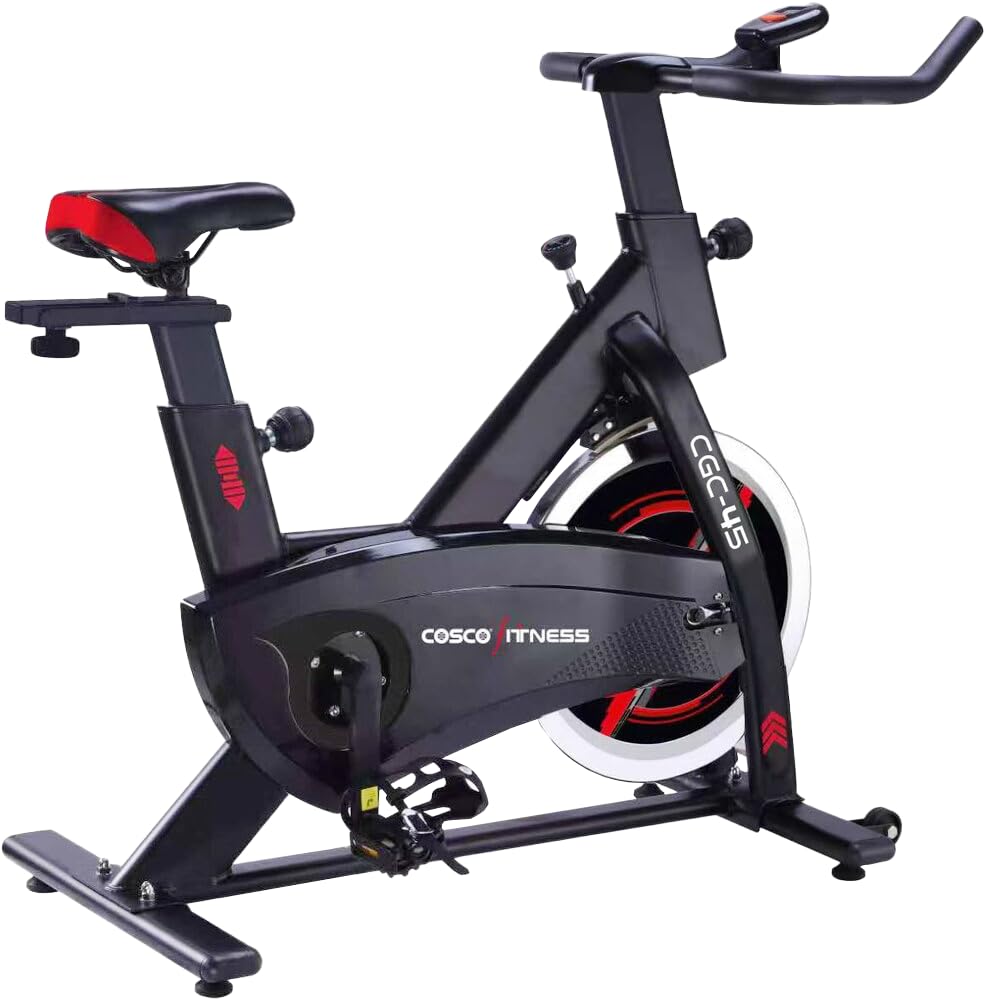 Cosco Fitness CGC 45 Group Cycling Bike For Home Use,16Mm 13Kg Flywheel,Max User Weight 110Kg,LCD Display,3Pc Crank,Heart Rate Sensor,Friction Braking,Adjustable Foot Strap And Seat,Ipad Holder,Black-image-47