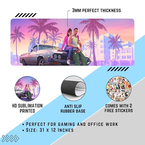 Image of MASIPICKS - XXL Size Anime & Gaming Mouse Pad [Rubber Base] | Mouse Pad (31 x 12 Inches) 3mm Desk Mat (Gaming New)