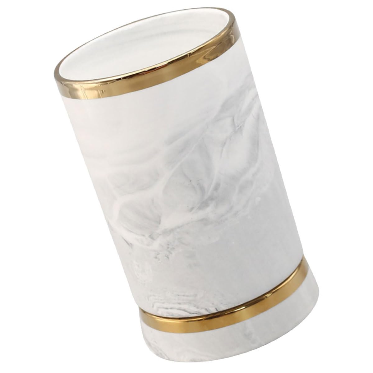 SHINEOFI Support pour Baguettes et Ustensiles Cuisine en Céramique Effet Marbre Gris Bordure Dorée Porte-Ustensiles Décoratif et Égouttoir pour Comptoir Organisateur Polyvalent Cuisine