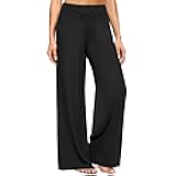 Soft Black Pajama Pants for Women, Wide Leg Comfy Casual Lounge Yoga Capri Pants 22'' / 30''
