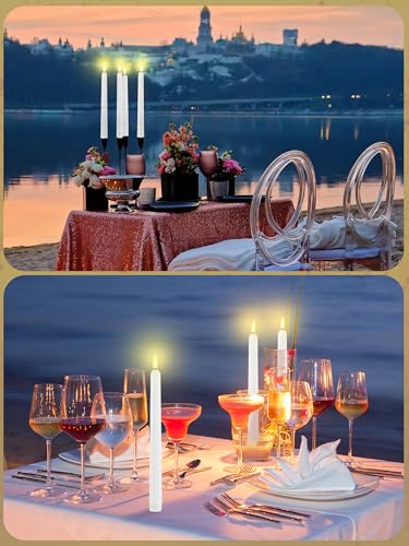 Image of Funtery 48 Pcs Flameless LED Taper Candles Battery Operated Candles Bulk Realistic LED Candlesticks Flickering for Wedding Church Party Home Decor(White,11 Inch,Romantic Style)