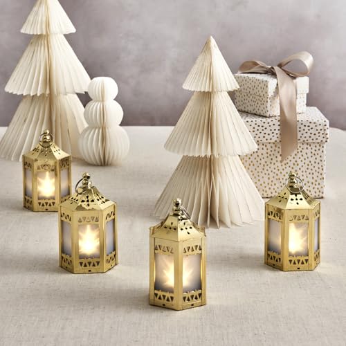 LampLust Gold Mini Lanterns for Centerpieces, 6 Pack LED Star Lantern, Batteries Included, Small Ramadan Lanterns Decorative Indoor, Ramadan Decorations for Home, Table Centerpieces for Party Event - Image 4