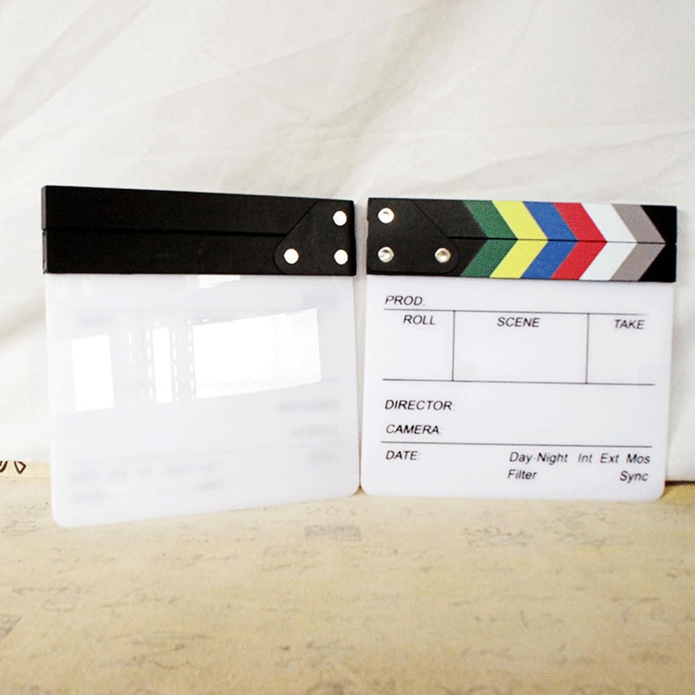 Clap de Cinema, Acrylique Film Clapper, Clap Cinéma, Movie Clapper, Réalisateur Scène Clap, Scènes d'action Cut Clapper Ardoise, TV Movie Action Board Film Cut Prop, pour Tournage Film, Studio Live