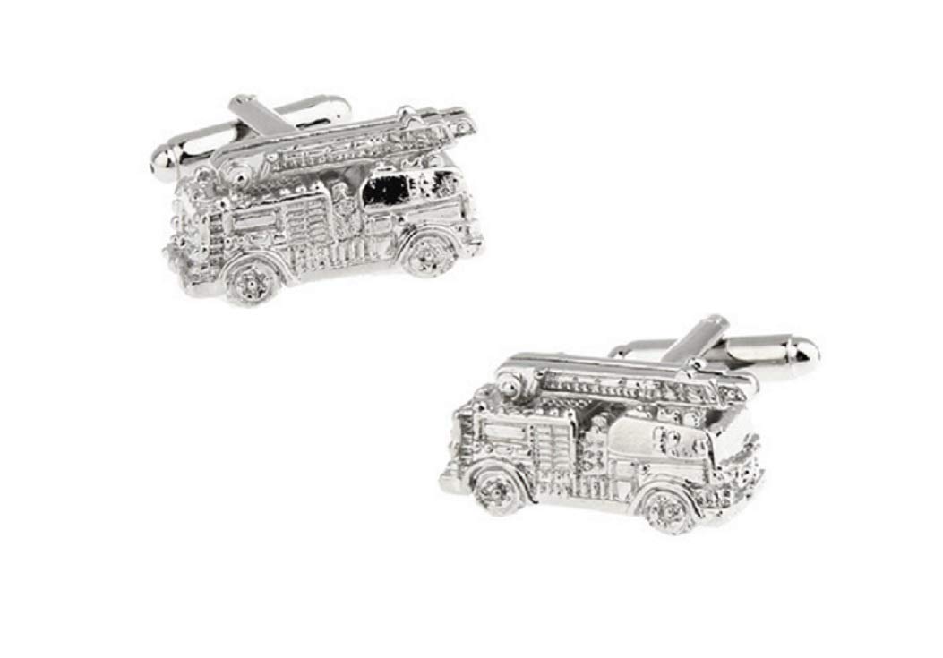 MRCUFF Fire Truck Engine Fireman Pair of Cufflinks in a Presentation Gift Box & Polishing Cloth