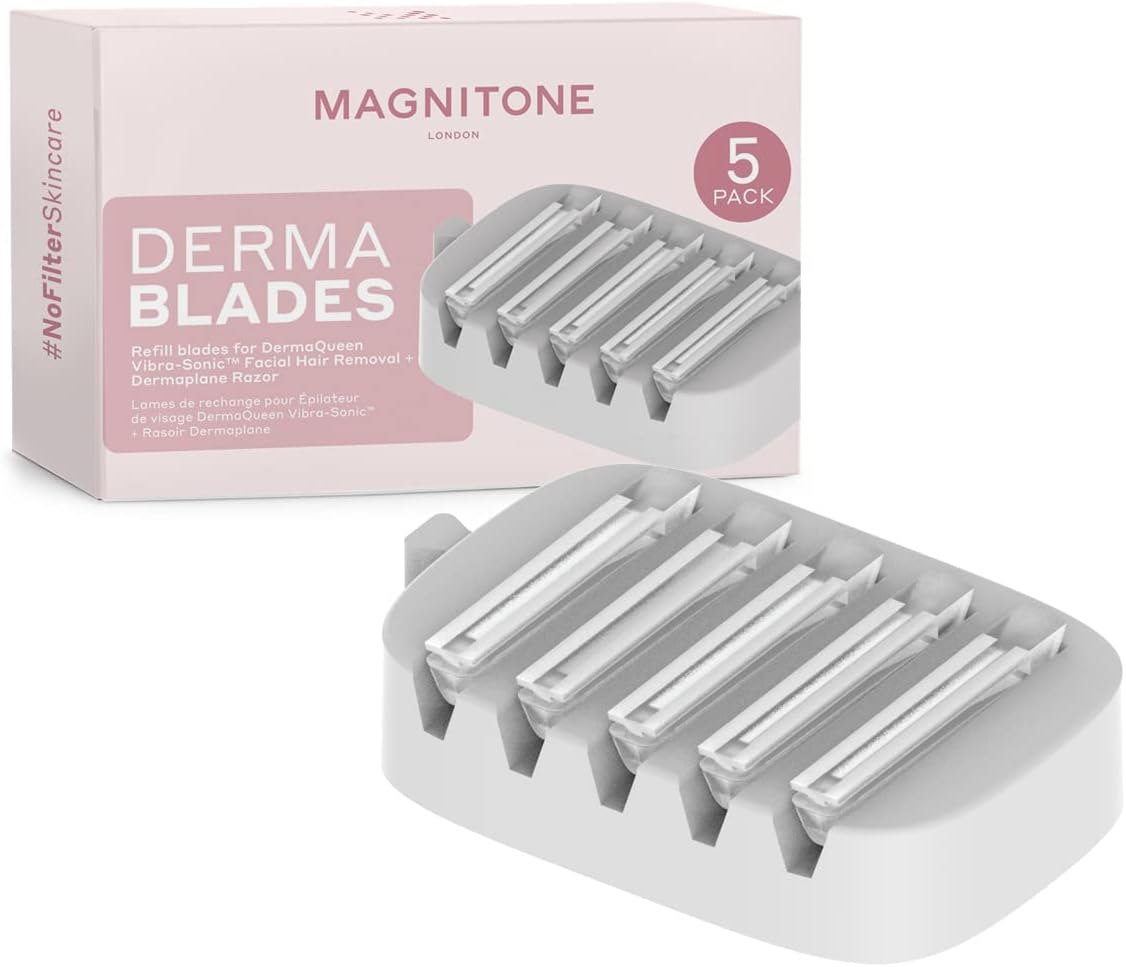 Magnitone DermaBlades Refill Blades for DemaQueen Vibra-Sonic Facial Hair Removal + Dermaplane Razor - 5 Pack