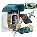 Bird Feeder with Camera Solar Powered, 2K HD Birds Feeder Camera for Outdoors, Instant Motion Detection & Alerts, AI Smart Identify Birds Species, Gifts for Mom Dad and Bird-Lovers(Cyan-Blue)