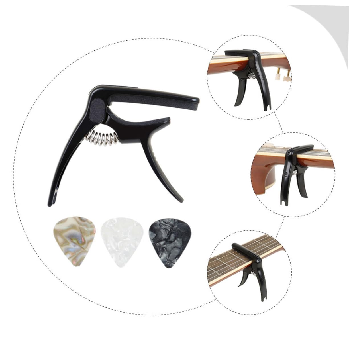 Kisangel 2 Juegos Capo de Guitarra Metálico Práctico con Pua y Clip de Afinación Guitarra Eléctrica y Accesorio Músicos