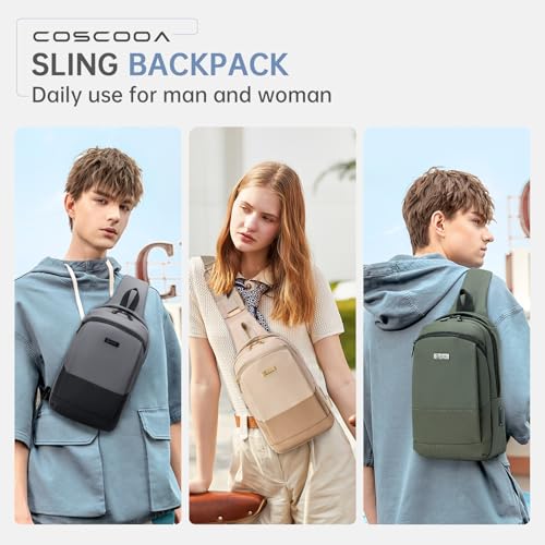 Sling Bag for Men, Anti-theft Crossbody Bag with USB Charging Port, PU Leather Shoulder Bag for Women Travel Outdoor Casual Sports Daypacks2