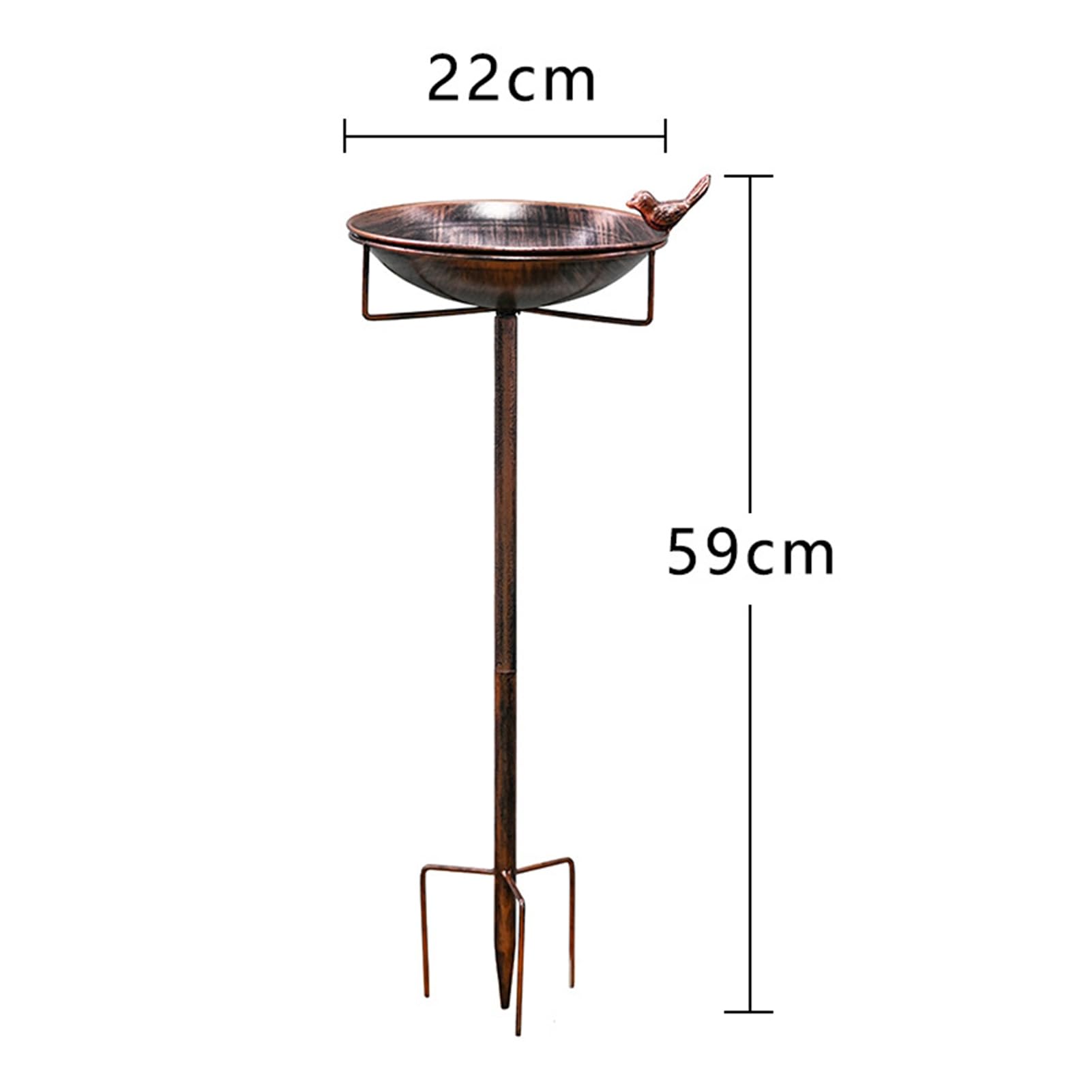 Bain d'oiseaux en métal rétro facile à nettoyer avec piquet antirouille pour jardin, terrasse, cour
