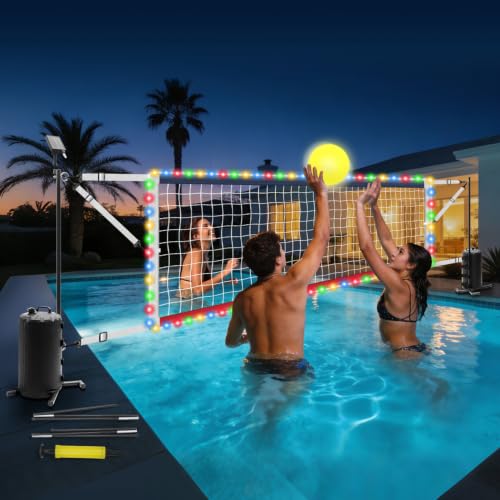 Vidoya Pool Volleyball Net Set with Solar LED Lights for Inground Pools - image 1