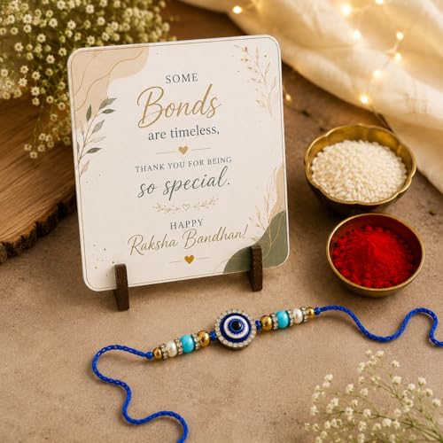 Image of JAIPUR ACE Raksha Bandhan Rakhi Gift Combo with Designer Rakhi, Puja Thali, 2 Katori Bowls, Roli Kumkum & Greeting Card for Brother, Bhai, Bhaiya | Complete Celebration Set