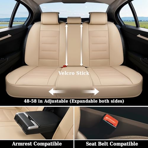 Image of Coverado Car Seat Covers, Front Covers for Cars, Car Seat Cover Front Seats, Car Seat Protector Waterproof, Leather Car Seat Cushion, Universal Interior Covers Seat Protectors for Most Cars Beige