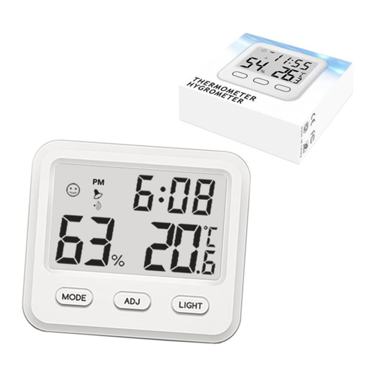 Sosoport 2 Stücke Indoor Mini Temperatur Monitor Und Hygrometer Digital Hygrometer Innen Mit Uhr Für Home Office Baby