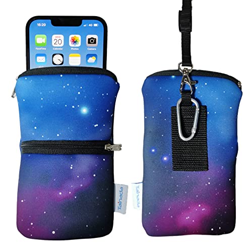 Image of Tainada Women Cell Phone Neoprene Shockproof Zippered Sleeve Case Bag Pouch w /Carabiner Clip, Neck Lanyard, Belt Loop Holster for iPhone 17 /16 Pro Max, Air, 16 Plus, 16e ; Samsung S25+, S24 (Galaxy)