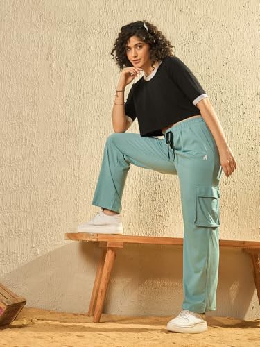 Image of Modeve Women's Cargo Style Track Pants - Summer Cotton Blend