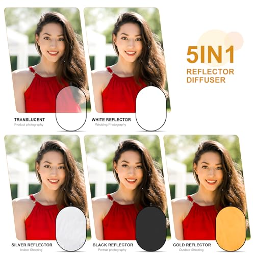 Image of 60X90Cm 5-in-1 Photography Reflector Diffuser Collapsible Light Reflector Panel with Carry Bag for Outdoor Studio Photo and Video Lighting Equipment