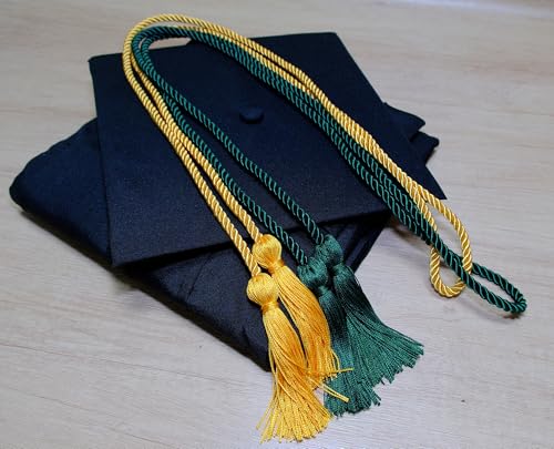 Image of Double Graduation Honor Cords - Forest Green and Gold,68 inch Long