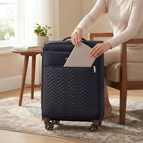 Image of Travelhouse 4-Piece Softside Luggage Set with Spinner Wheels | Lightweight expandable suitcases: 16 inch underseat duffel bag + 20 inch carry-on + 24 inch + 28 inch checked