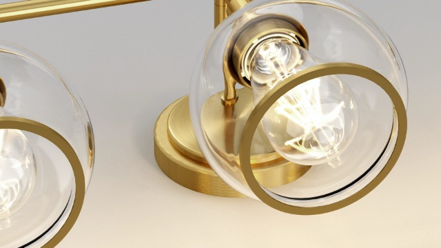 Image of Gold Bathroom Vanity Light 3-Lights Bathroom Light Fixtures Over Mirror with Clear Glass Shade 22.4 inch Wall Sconce Lighting Bath(Exclude E26 Bulb)